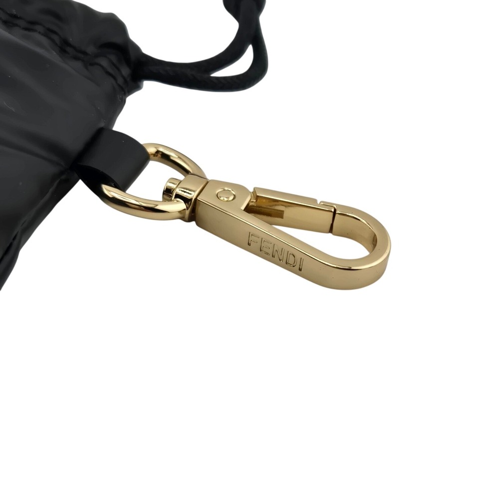 Fendi Black Padded Drawstring Phone Pouch Bag Charm with Gold Hardware - Picture 2 of 6
